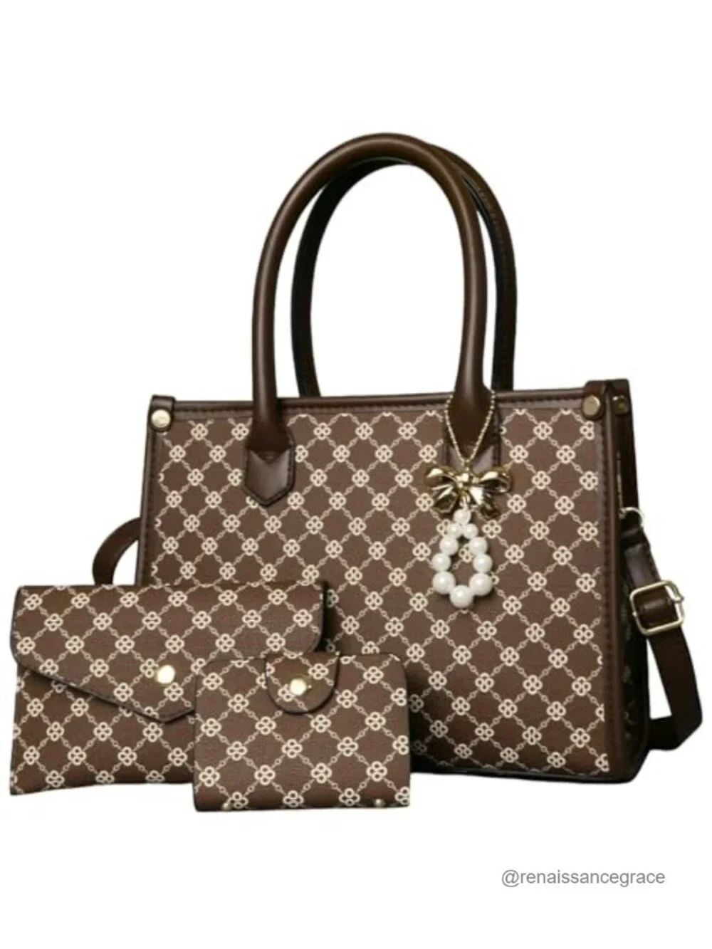 PU Leather Satchel Handbag 3-Piece Set with Wallet & Card Holder Adjustable